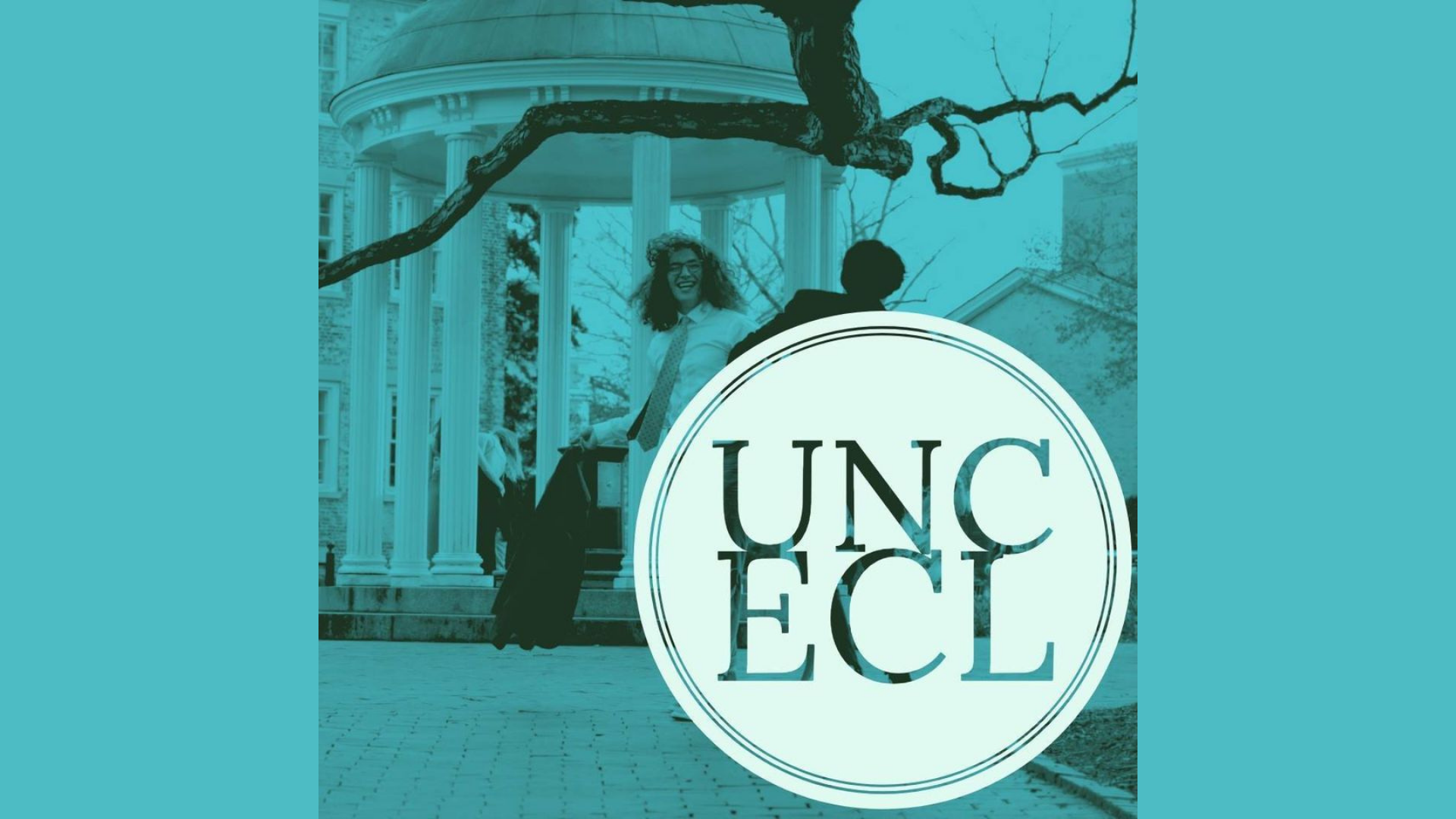 Green unc english and comparative literature logo with photo of the well