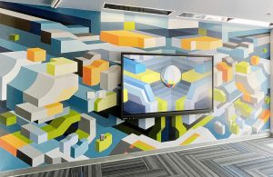 Mural: Command Center, by ILL.DES The Service Desk Student Union location features a mural, “Command Center,” by Denver, Colorado-based muralist ILL.DES.